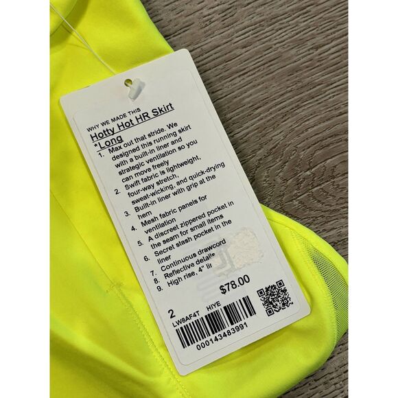 Lululemon Hotty Hot Skort Womens 2 HIYE Highlighter Yellow Golf Tennis NWT - Picture 11 of 12